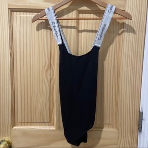 Calvin Klein logo strap black bodysuit